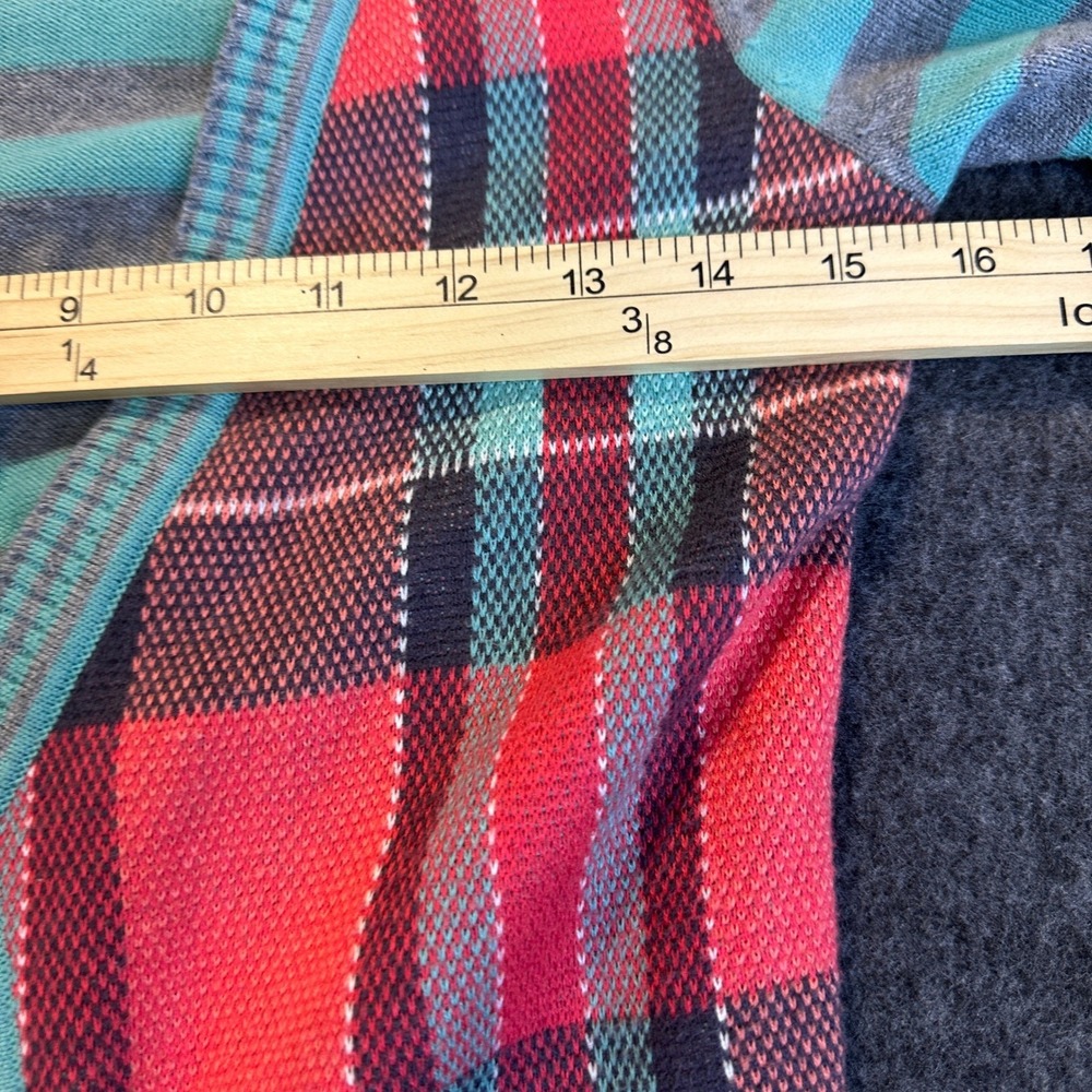 Matilda Jane Steadfast Open Front Cardigan Plaid Striped Fringe Teal Girls Sz 8 - Picture 10 of 16